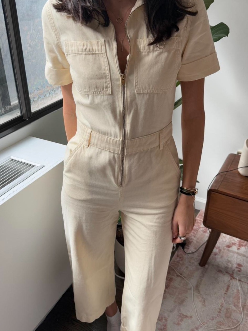 Maje Cream Zip-Front Women's Jumpsuit size 36